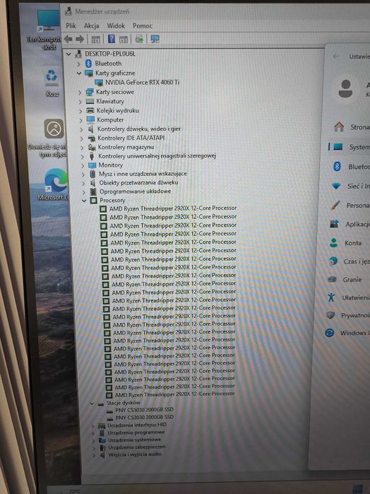 Mocny Komputer Gaming Threadripper 2920X 12Core 32GB RAM 4060TI 2x 2TB NVME WIFI
