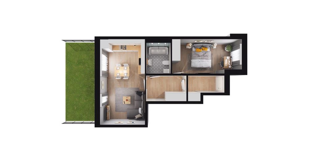 2-pokojowe mieszkanie 46 m² + ogródek Bezpośrednio - Widok 3