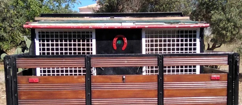 Caixa de transporte de animais, bola de reboque e grelha protetora
