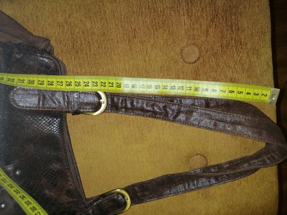 Сумка коричневая под замш с вставкой под змеиный принт