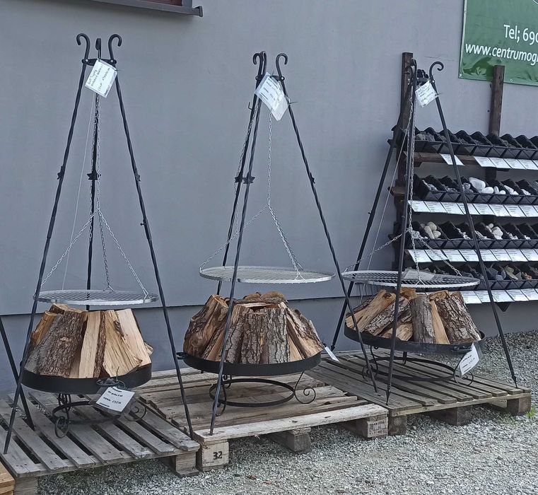 ZESTAW GRILL TRÓJNÓG kuty + ruszt + palenisko ZESTAWY 60,70,80 cm