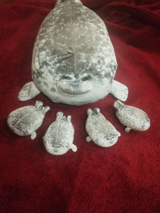 Мягкая игрушка тюлень -мама и 4детёныша