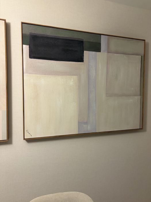 Quadros de sala em tons verde e bege