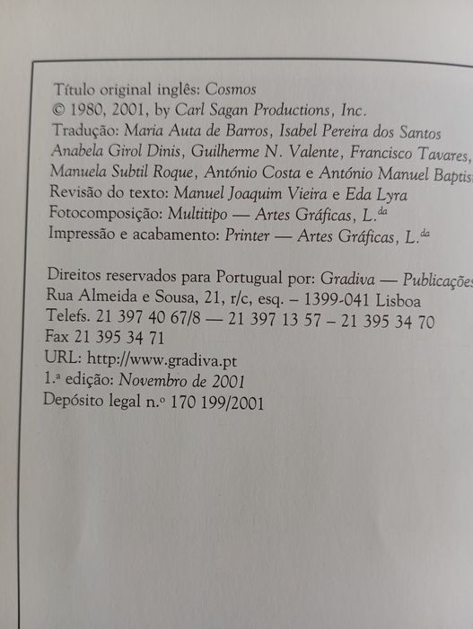 Livro Cosmos Edição Limitada Carl Sagan 1 Edição
