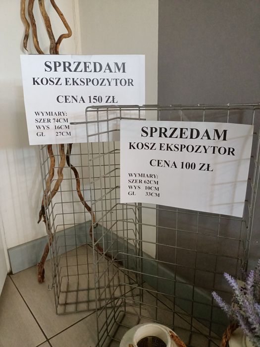 2x Kosz na kratę expozycję ekspozycję 74cmx27cmx16cm i  62cmx33cmx10