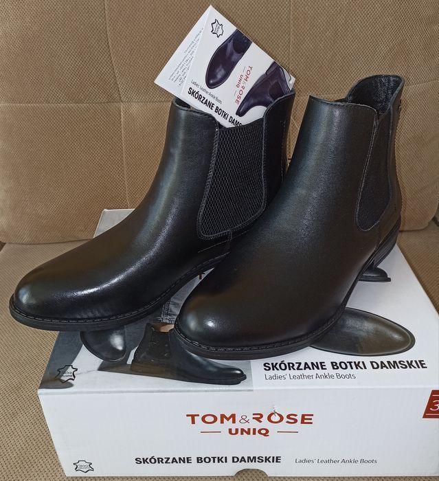 Buty skórzane, botki, sztyblety czarne 40