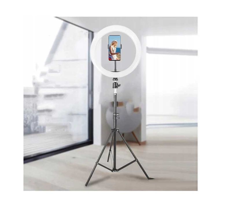 Lampa PIERŚCIENIOWA Led 80W STATYW 220 cm ring30cm