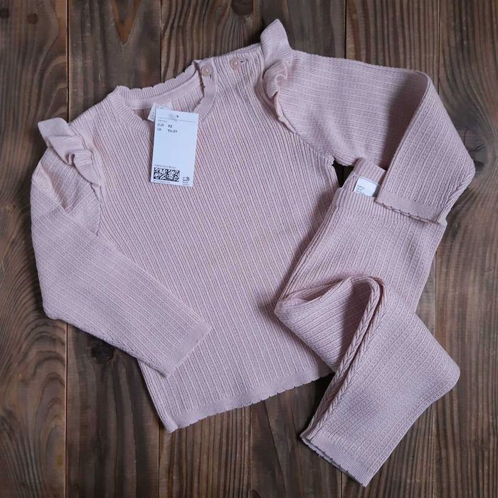 Новий костюм HM 12-18 міс 1.5-2 роки 86 92 рожевий спортивний в'язаний