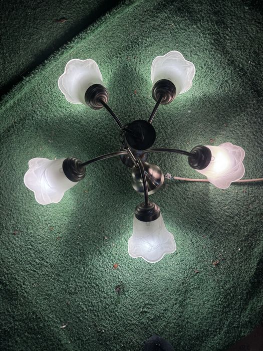 Lampa sufitowa żyrandol 5 punktowy klosze tulipany