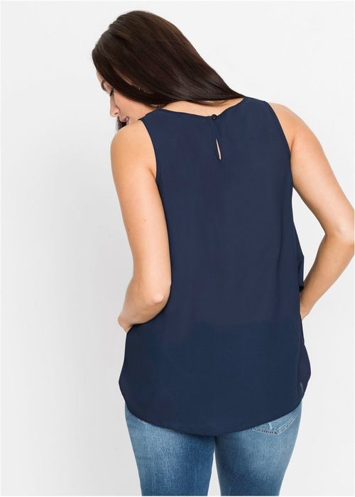 Szyfonowa granatowa bluzka z cyrkoniami 36.