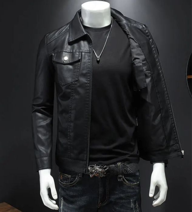 Ramoneska skórzana vintage męska kurtka klasyczna bikerka