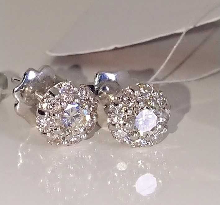 Сережки Бриллиант Малинка пусеты Діаманти на 0,64Ct золото 585