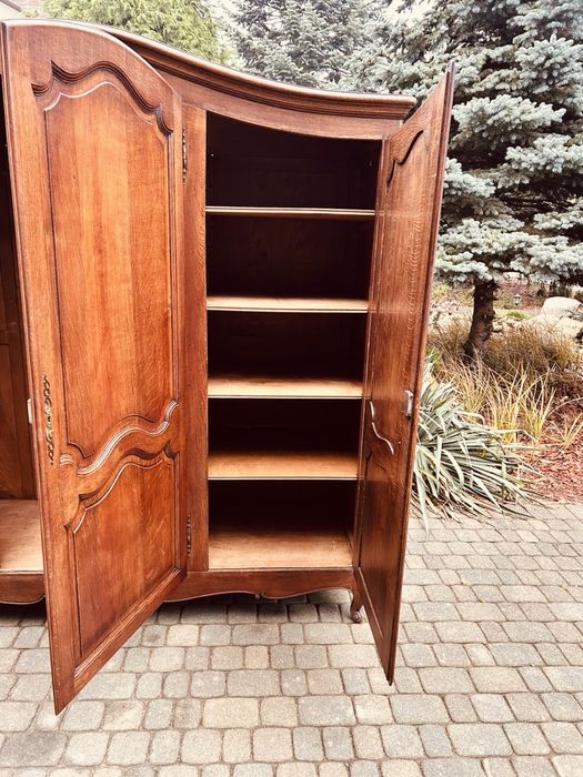 Szafa ubraniowa ludwikowska trzydrzwiowa brązowa stylowa dąb