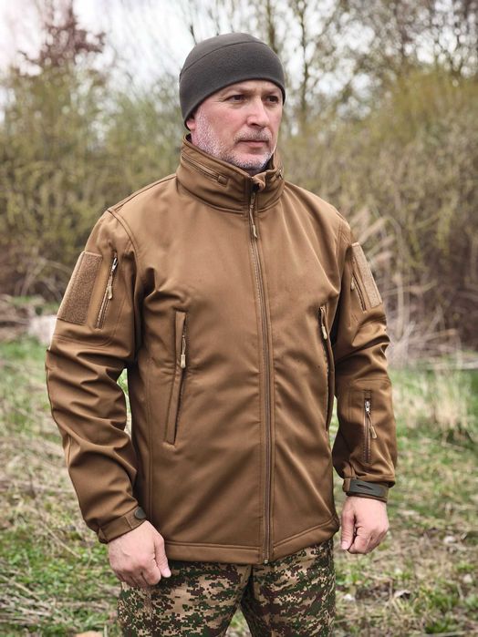 Куртка тактична Softshell з прихованим капюшоном | Софтшелл Койот B&L