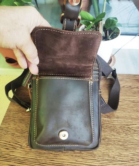 Барсетка -Сумка мужская. Dark Brown. Кожа