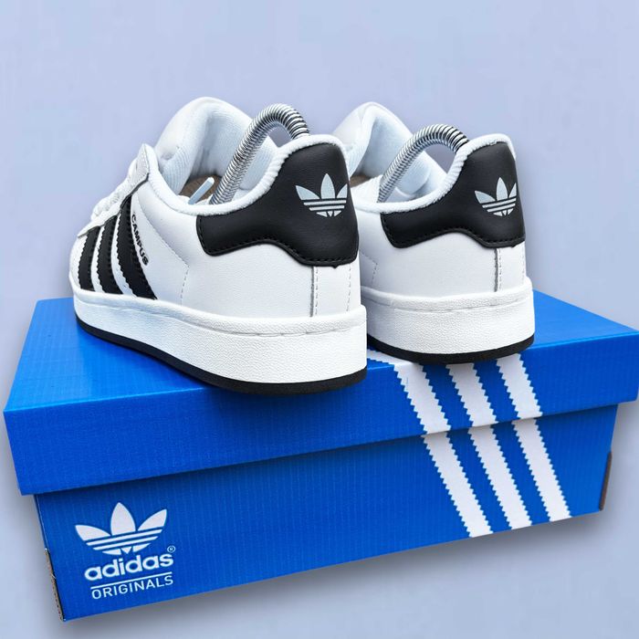 (2333) Кросівки кеди Adidas Campus білий з чорними полосами (37-41)