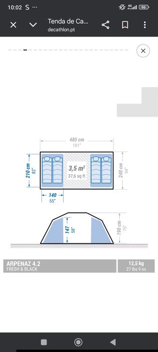 Tenda de campismo  fresh & Black