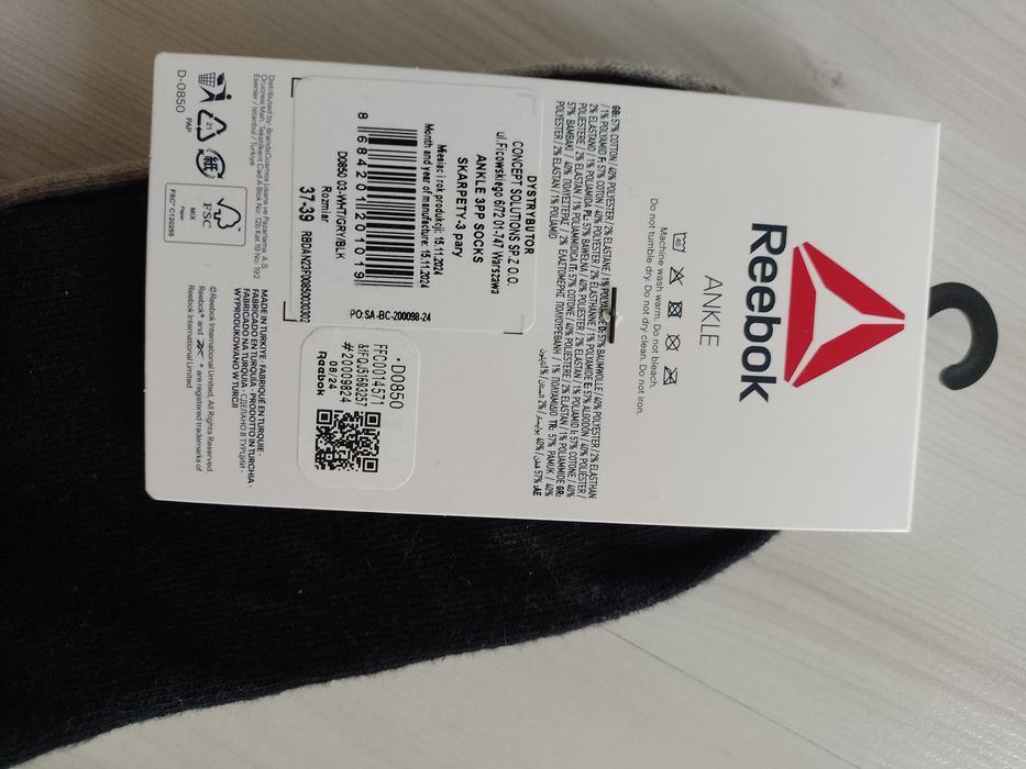 Skarpetki Reebok 3pary + gratis