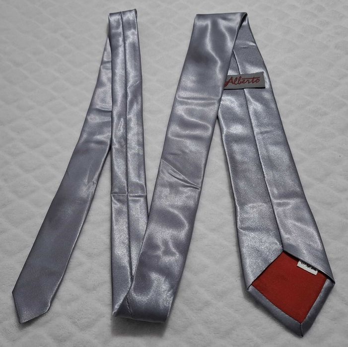 Krawat srebrny Alberto, Powermed, 7,3cm, 150cm (Odzież)