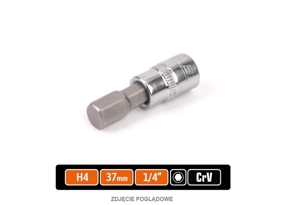 Klucz nasadowy 1/4" z bitem HEX 37 mm/H4 /TEGER