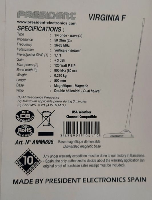 Antena CB Virginia F