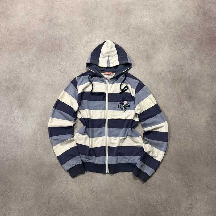 Vintage Bluza Y2K Striped Zip Up Hoodie Coquette Swag Japan Trendy