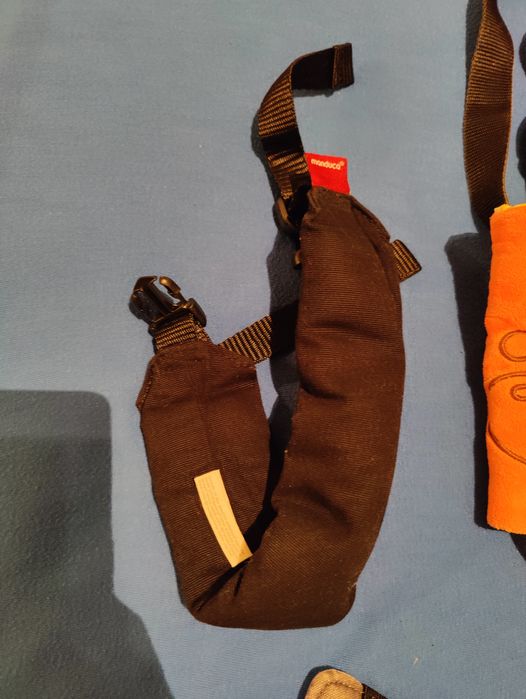 Mochila Manduca verde seco e azul cinza