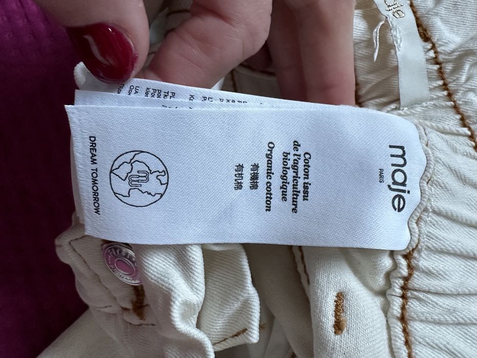 Maje 36 S jeansy białe kremowe cotton wysoki stan