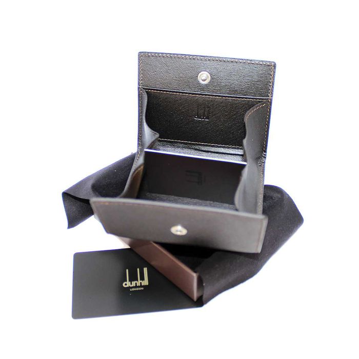 Carteira Dunhill em Pele Castanha Porta Moedas Sidecar