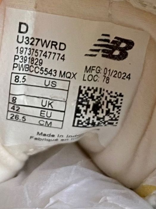 New balance 327 (в розмірах)