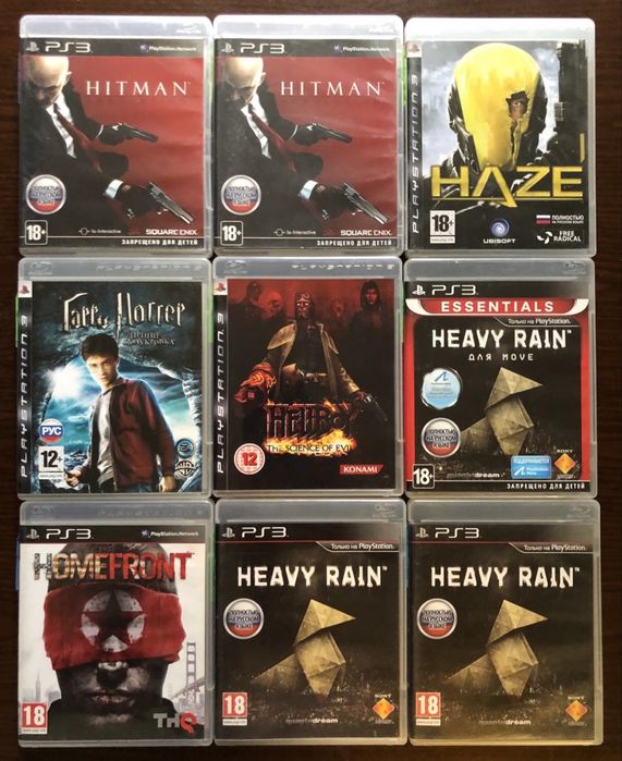 Sony PS3: Hitman Harry Potter, Heavy Rain, Dsntes Inferno, Книга Зелий, Кукловод ICO & Shadow of the Colossus, История Игрушек Iron man, Hellboy