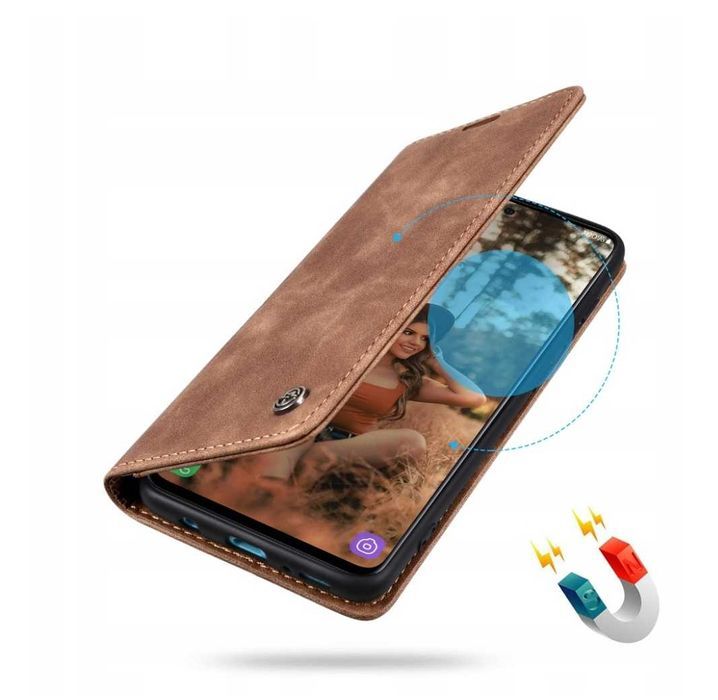 CaseMe ekskluzywne Etui Portfel Skórzany Samsung S20 Plus - brązowe