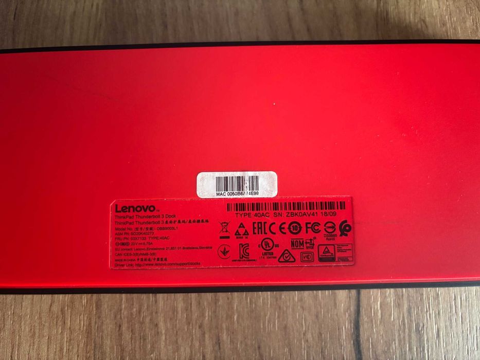 Stacja dokujaca ThinkPad 40AC Thunderbolt3 USB 3.0