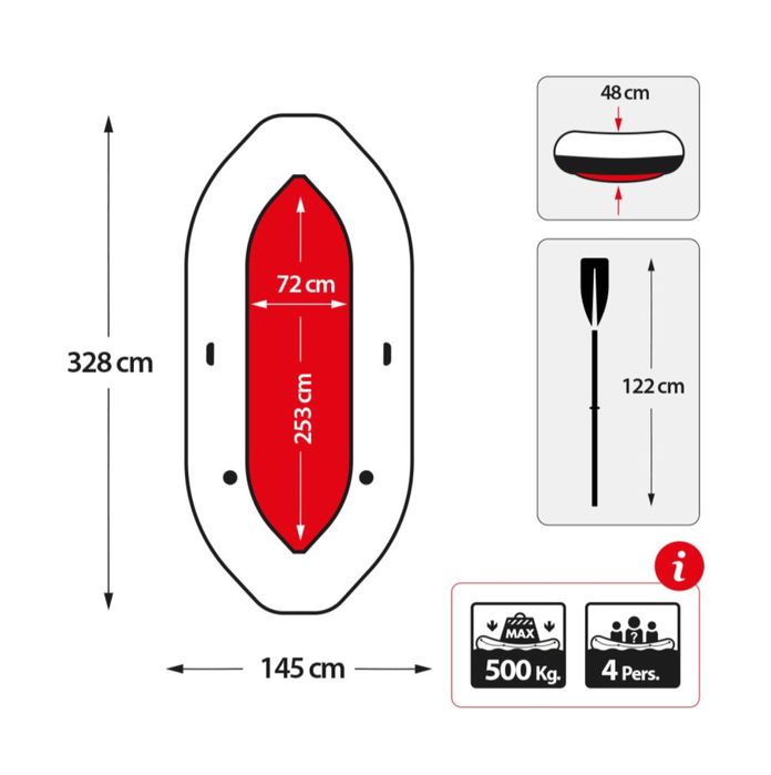 Bote insuflável semi-rígido 4 pessoas