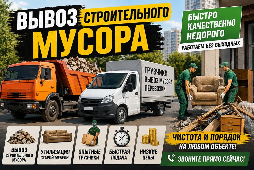 Недорого.Вывоз строительного мусора Днепр.  Любой район города. Приедем с грузчиками и все заберём.  Обращайтесь