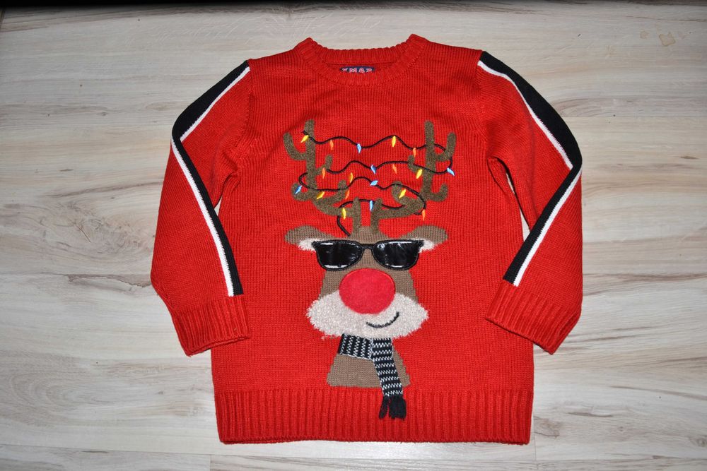 398^ F&F sweter renifer 8/9 lat 128/134 cm