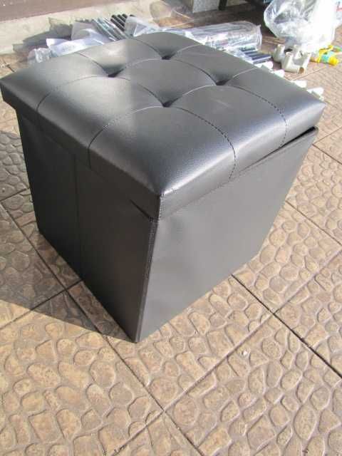 Składany taboret / pufa HOME DECO FACTORY  ekoskóra czarna 38x38x38 cm