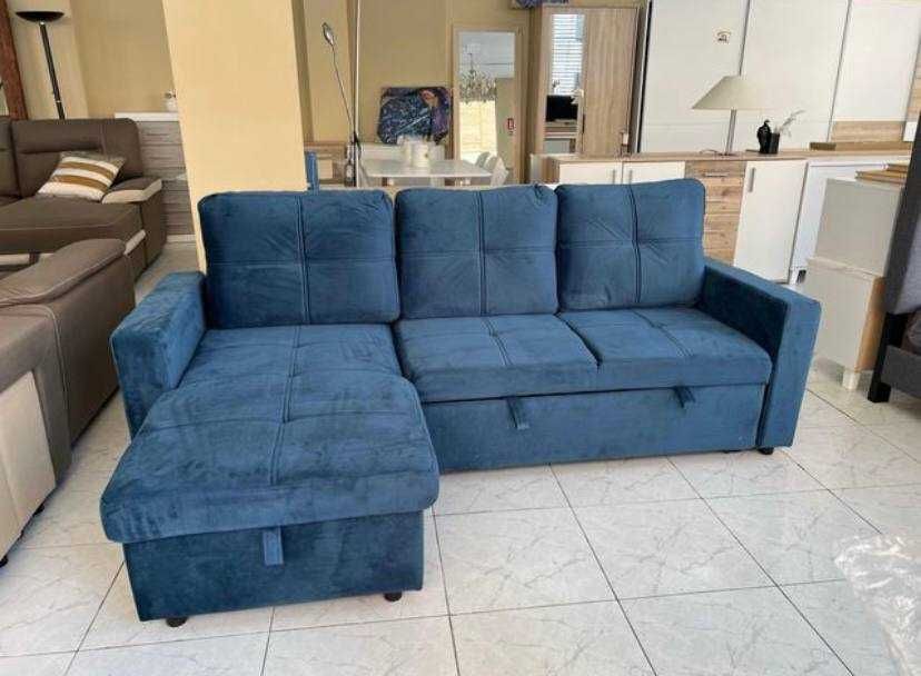 Sofá-cama em veludo azul - envió  gratis