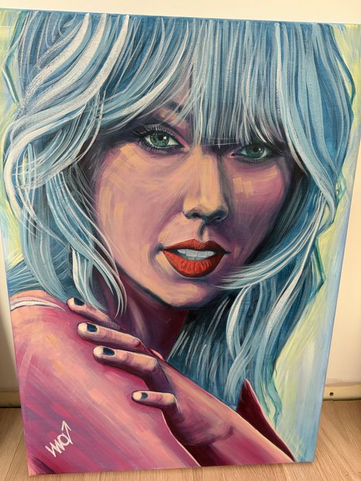 Oryginalny obraz Ula Clarise – Portret Taylor Swift – akryl na płótnie 50×70 cm