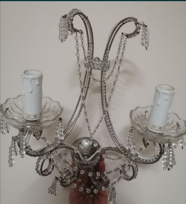 Kinkiet retro, lampa srebrna