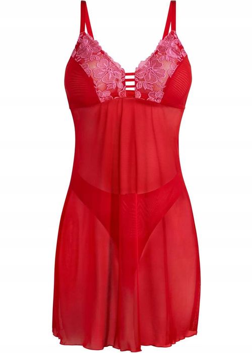 B.P.C komplet erotyczny koszula nocna i stringi czerwone 44/46.