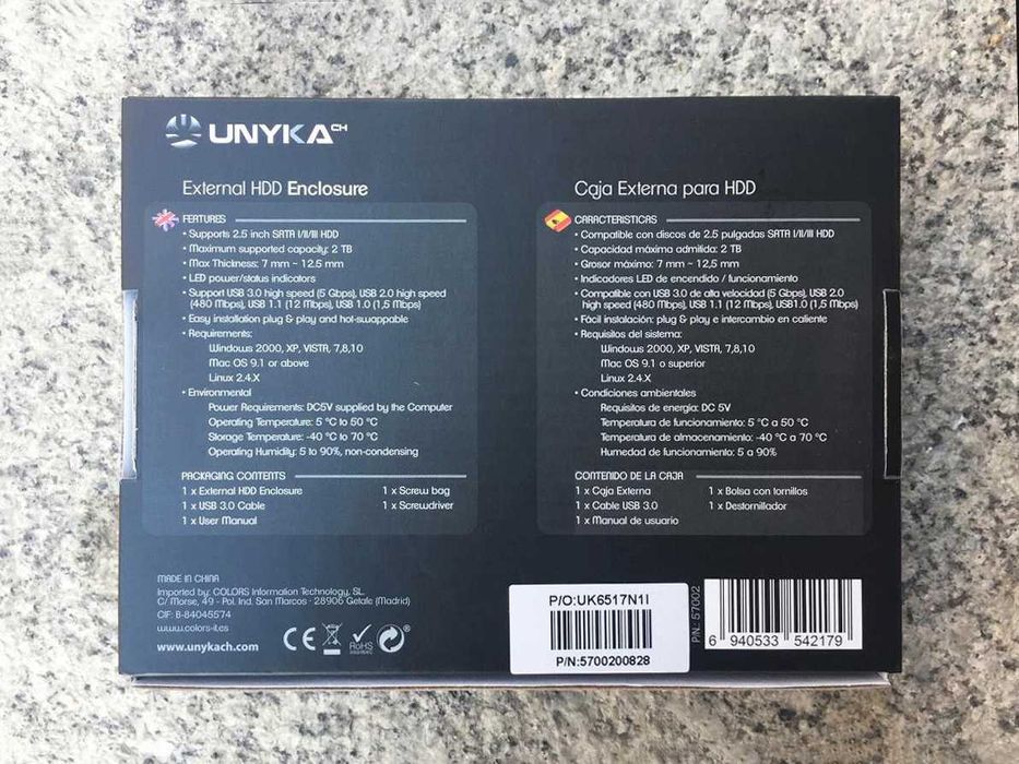 Caixa Disco Externo 2.5" USB 3.0 - (Windows/ Mac iOS / Linux) - NOVO