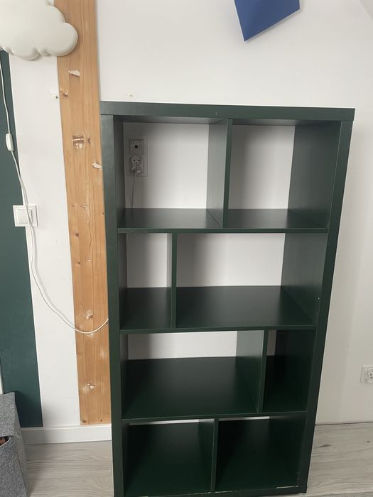 Regał Ikea Kallax ciemnozielony + rama nośna