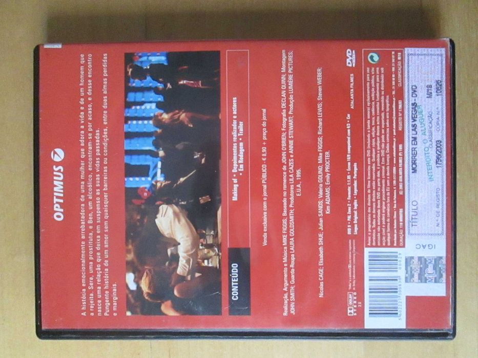 DVD Morrer em Las Vegas, de Mike Figgis, com Richard Lewis, Julian Sands, Nicolas Cage, Elisabeth Shue