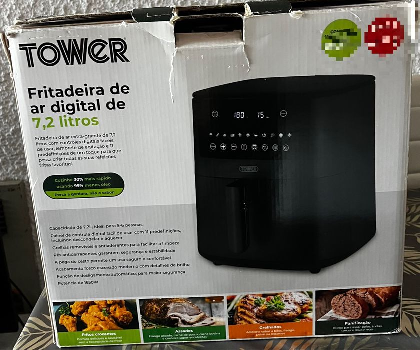 Fritadeira de Ar Digital Tower 7,2L – 50€ (Negociável)
