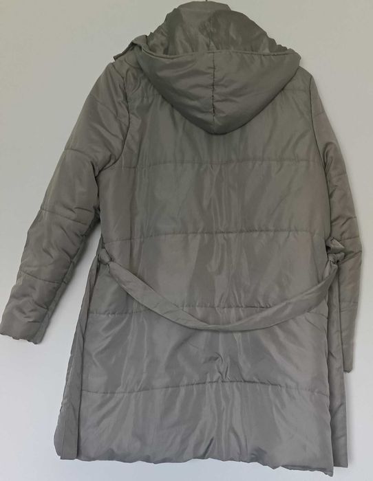 Sobretudo Acolchoado MO Casual Cinzento/Beige c/ Capuz Removível e Cinto – Tam. XXL