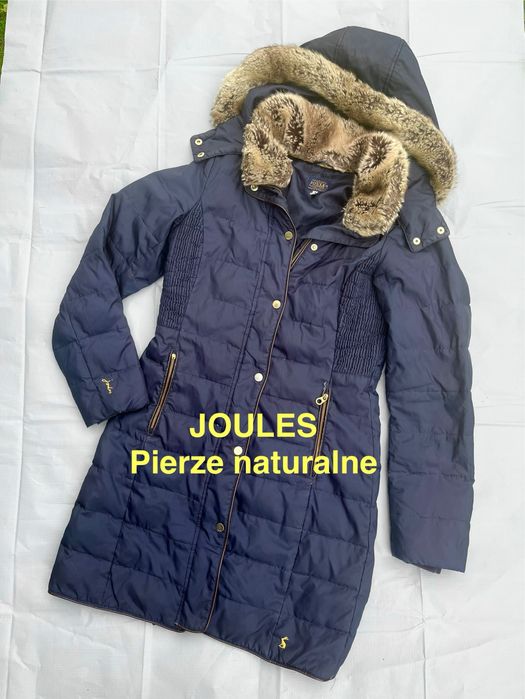 Kurtka Joules markowa z logo puchowa 36 pierze naturalne granatowa