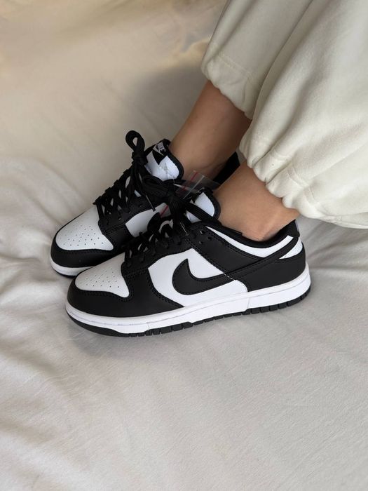 Nike Dunk Low Black White Panda кросівки найк данк шкіряні демісезонні