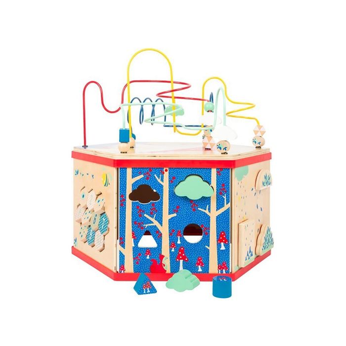 Drewniany sześcienny stolik edukacyjny 6w1 dla dzieci