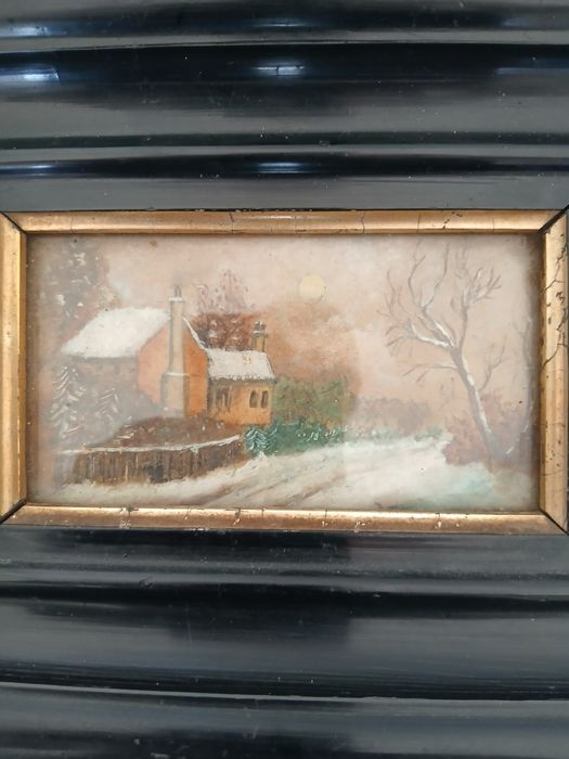 Pintura Miniaturista Século 19, medida 12X07  cm